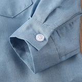 Toddler Girls’ Autumn Denim Shirt Jacket – Long Sleeve Letter Print Casual Top