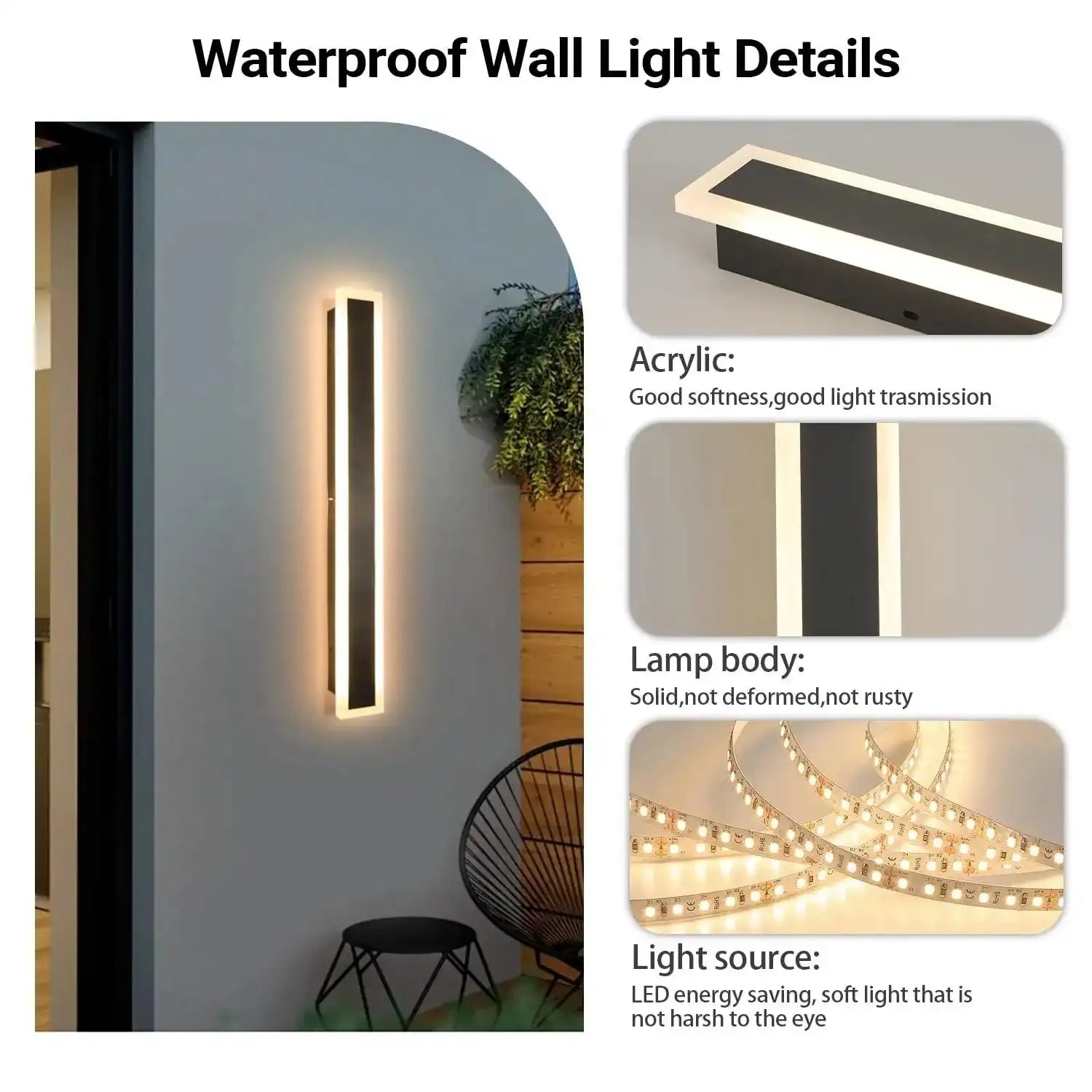 Waterproof Dimmable LED Outdoor Wall Light – Minimalist Design for Courtyard & Garage - PulinGO