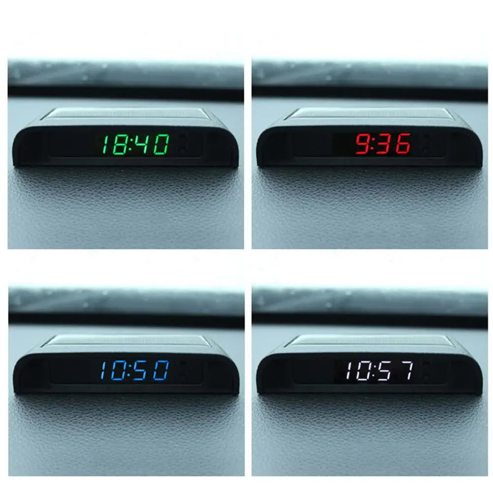 Portable Car Dashboard Clock – Solar Digital LCD Clock with Backlight & Temperature Display for Auto Interior