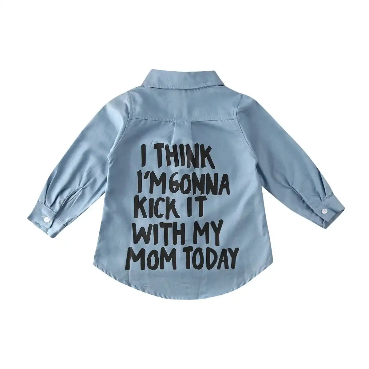 Toddler Girls’ Autumn Denim Shirt Jacket – Long Sleeve Letter Print Casual Top