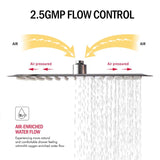 16″ Chrome LED Rainfall Shower Head – Ultrathin Square Top-Mount with Built-in Lighting