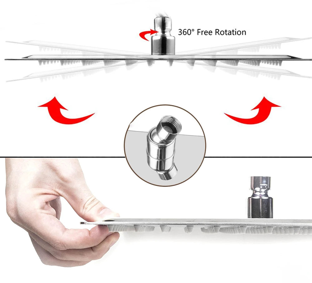 Chrome 16-Inch Rainfall Concealed Shower System Set – Wall-Mounted Mixer Tap