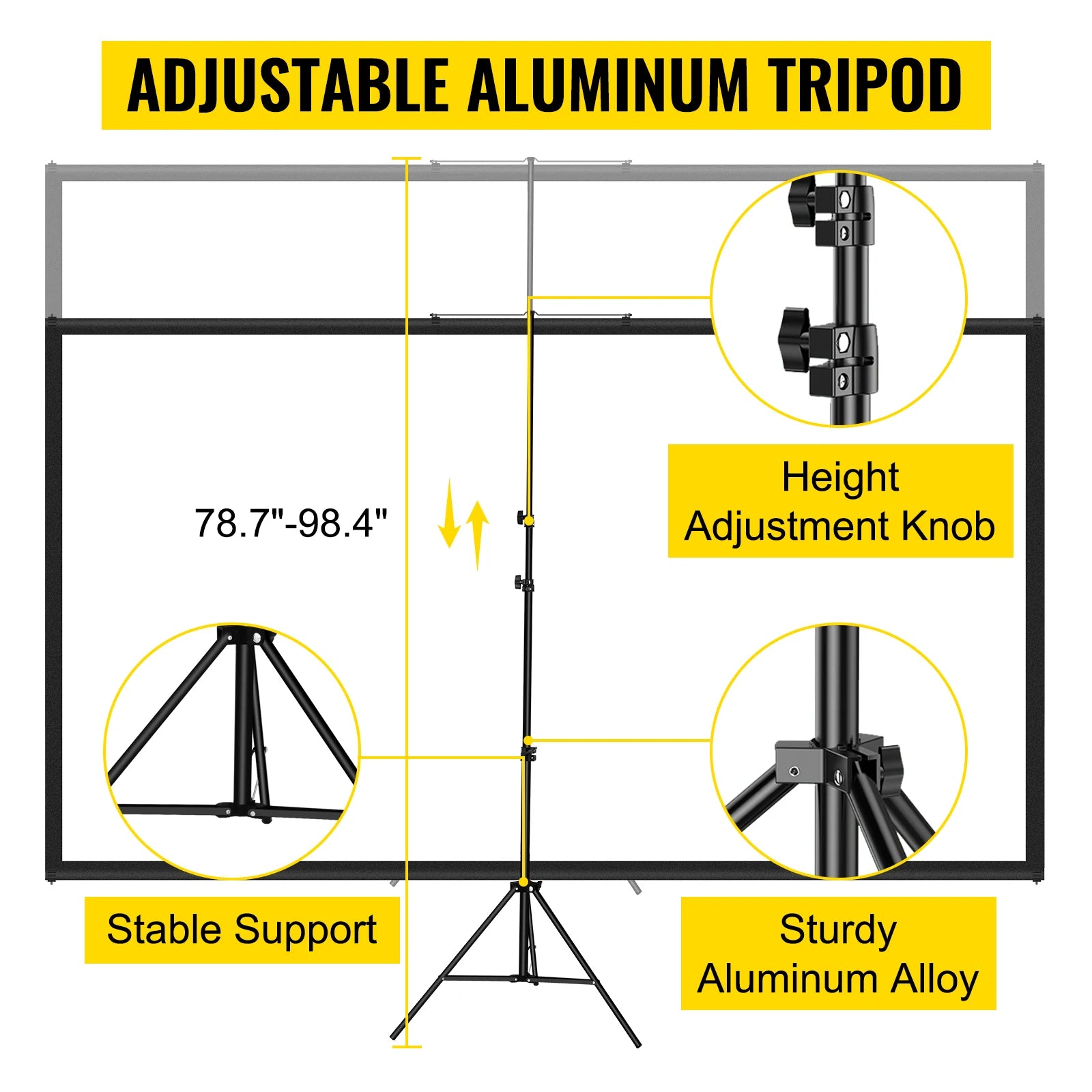 SucceBuy Tripod Projection Screen with Stand – Sizes 60″ to 110″ (16:9 HD/4K), Portable Indoor/Outdoor Cinema