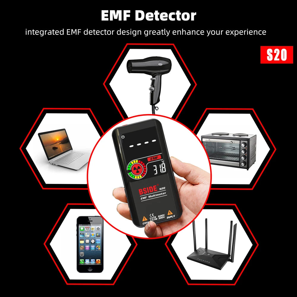 BSIDE Professional Digital Multimeter – Smart 9999 Counts EMF Multitester with DC/AC Voltage, Resistance, Capacitor, Diode & Live Wire Testing
