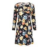 Women’s Printed Maternity Dress – Scoop Neck Pregnancy Clothes with Stylish Stitching, Multifunction Casual Outfit