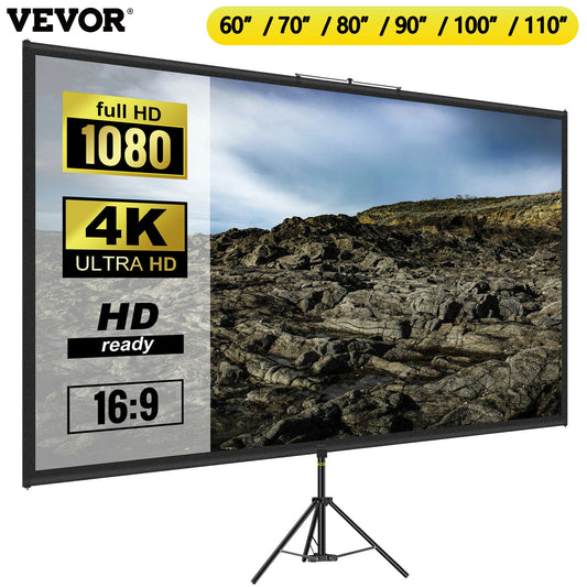 SucceBuy Tripod Projection Screen with Stand – Sizes 60″ to 110″ (16:9 HD/4K), Portable Indoor/Outdoor Cinema
