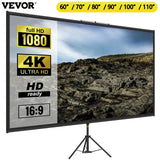 SucceBuy Tripod Projection Screen with Stand – Sizes 60″ to 110″ (16:9 HD/4K), Portable Indoor/Outdoor Cinema