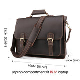JOYIR Vintage Leather Men’s Briefcase – Crazy Horse Genuine Leather Messenger Bag for 15.6” Laptop, Business & Office Use