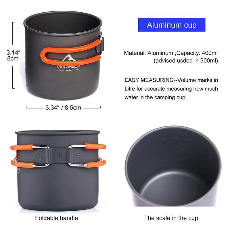 Widesea Camping Cookware Set – Portable Outdoor Tableware Kit with Stove, Pot, Folding Knife & Cup for Hiking 🍲🔥