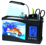LED Mini Self-Cleaning Desktop Aquarium – Compact Fish Tank with Clock & Display Screen for Home/Office