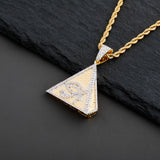 Hip Hop Gold-Plated Egyptian Pyramid Necklace – Eye of Horus Pendant with Iced-Out Zircon Detailing by Topgrillz