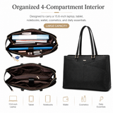 Women’s Waterproof Vegan Leather Laptop Tote Bag – 15.6-Inch Office & Business Work Handbag
