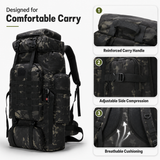 70L Tactical Hiking Backpack with Water-Repellent 900D Oxford Fabric