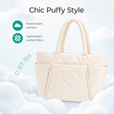 20L Quilted Puffy Tote Bag with 15.6-Inch Laptop Compartment
