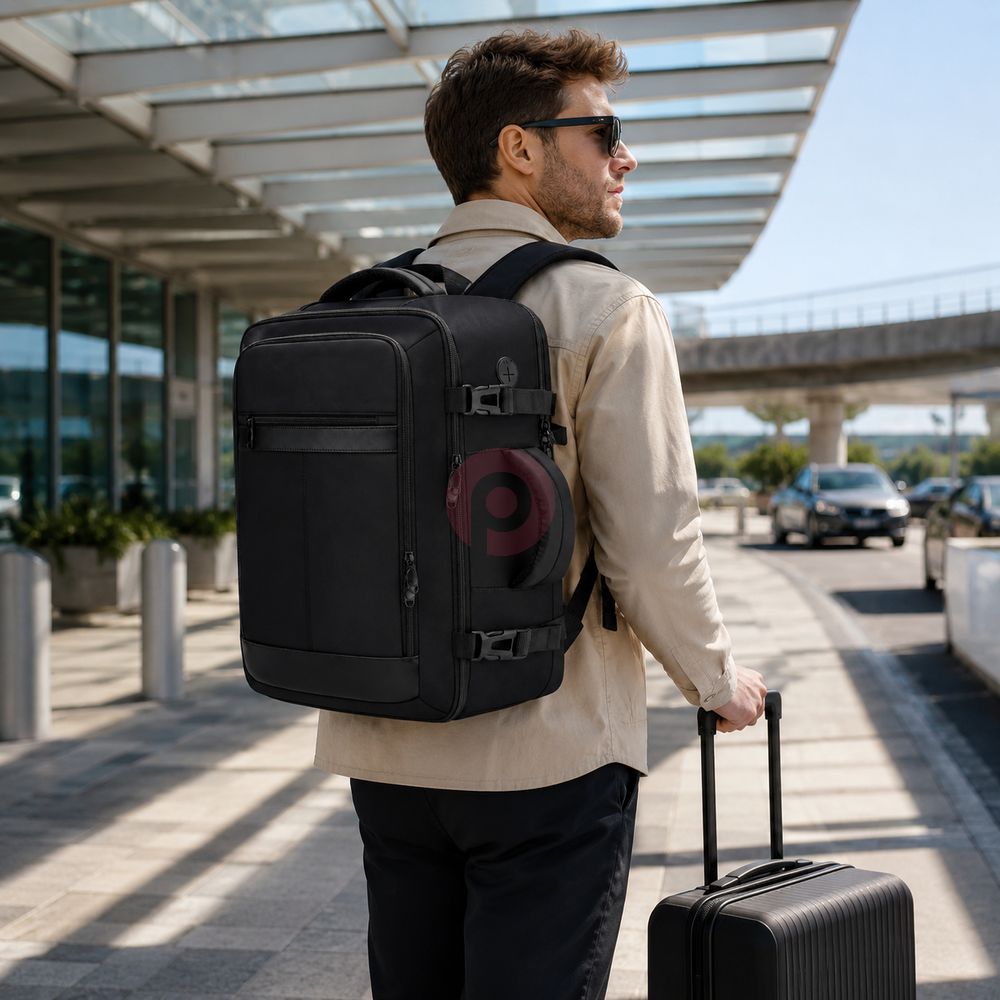25L Airplane-Approved Travel Backpack with Shoe Pouch & 15.6-Inch Laptop Compartment