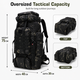 70L Tactical Hiking Backpack with Water-Repellent 900D Oxford Fabric