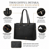 Women’s Waterproof Vegan Leather Laptop Tote Bag – 15.6-Inch Office & Business Work Handbag