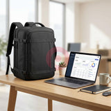Expandable 40–50L Carry-On Travel Backpack with Cable Port – 17.3″ Laptop Weekender & Business Backpack