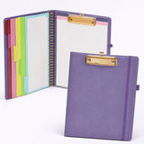 Purple Foldable Clipboard Folio with Pockets and Notepad