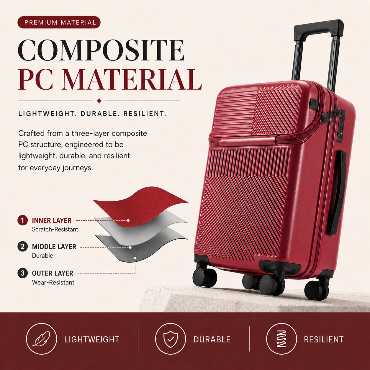 20-Inch Smart Hardshell Carry-On with USB & Cup Holder