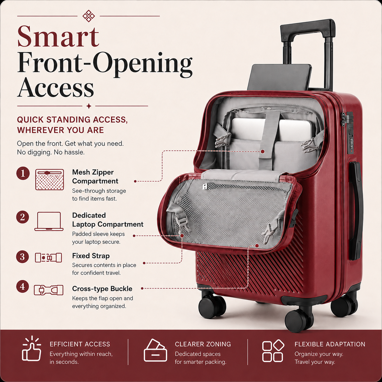 20-Inch Smart Hardshell Carry-On with USB & Cup Holder