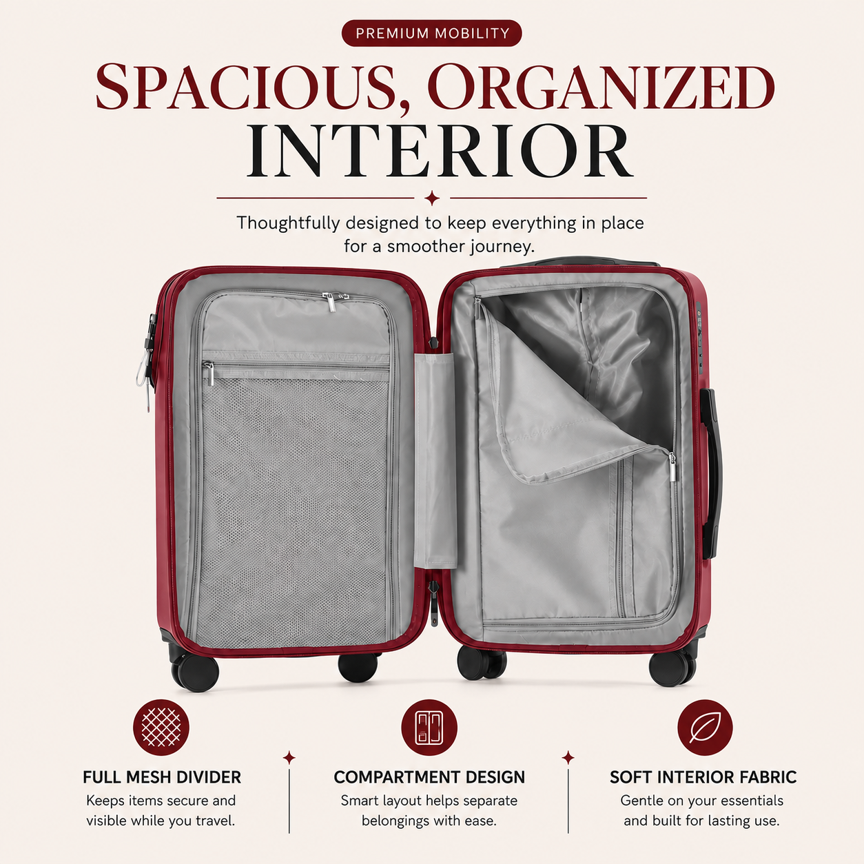 20-Inch Smart Hardshell Carry-On with USB & Cup Holder