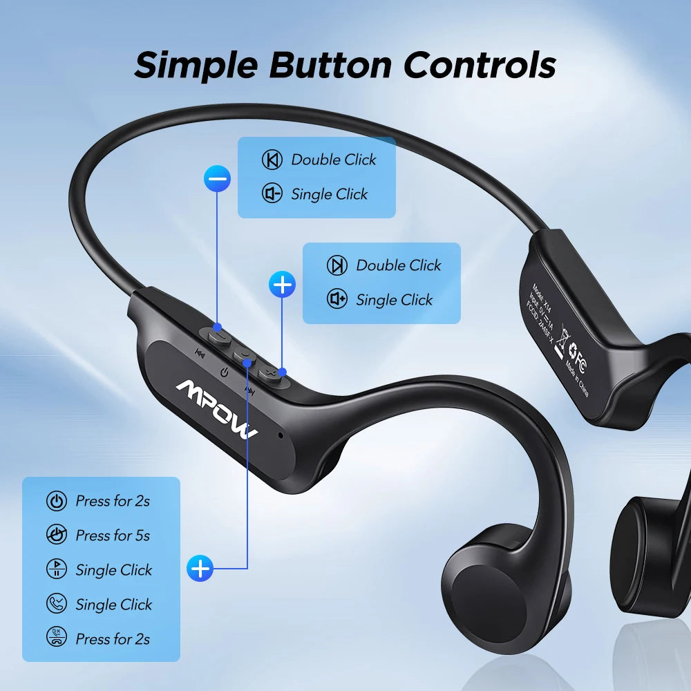 MPOW X14 Bone Conduction Sport Headphones – Bluetooth 5.3 Wireless Earphones, ENC Mic, IPX6 Waterproof, Open-Ear Design