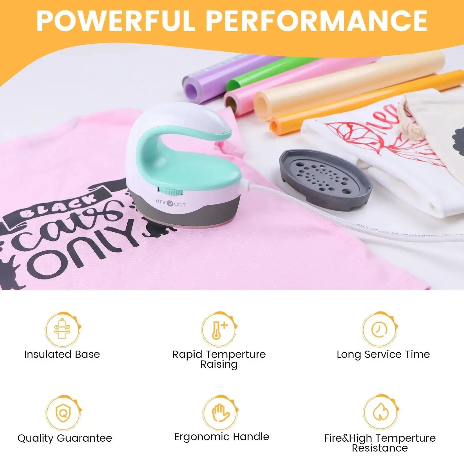 HTVRONT 2nd Gen Portable MINI Heat Press Machine DIY Auto Easy Heating Transfer Iron On HTV for Clothes Bags Shoes Hat T-shirts - PulinGO