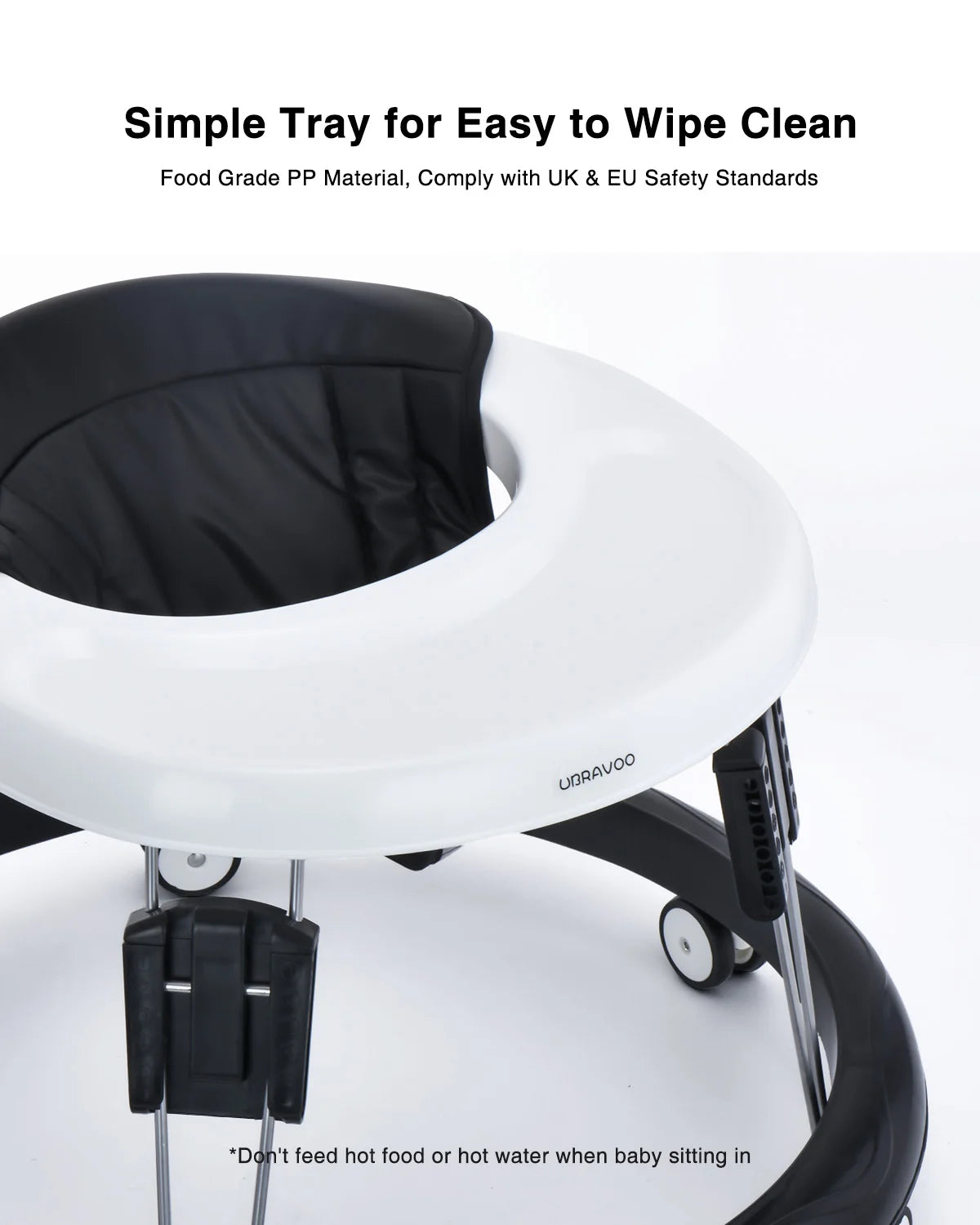 Ubravoo Round Baby Walker – Adjustable Folding Toddler Walker with 9 Height Levels, Universal Wheels & Compact Design (6–18 Months)