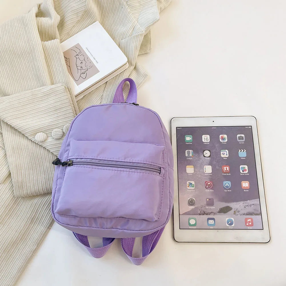 Women’s Preppy Style Nylon Mini Backpack – Solid Color School & Travel Rucksack