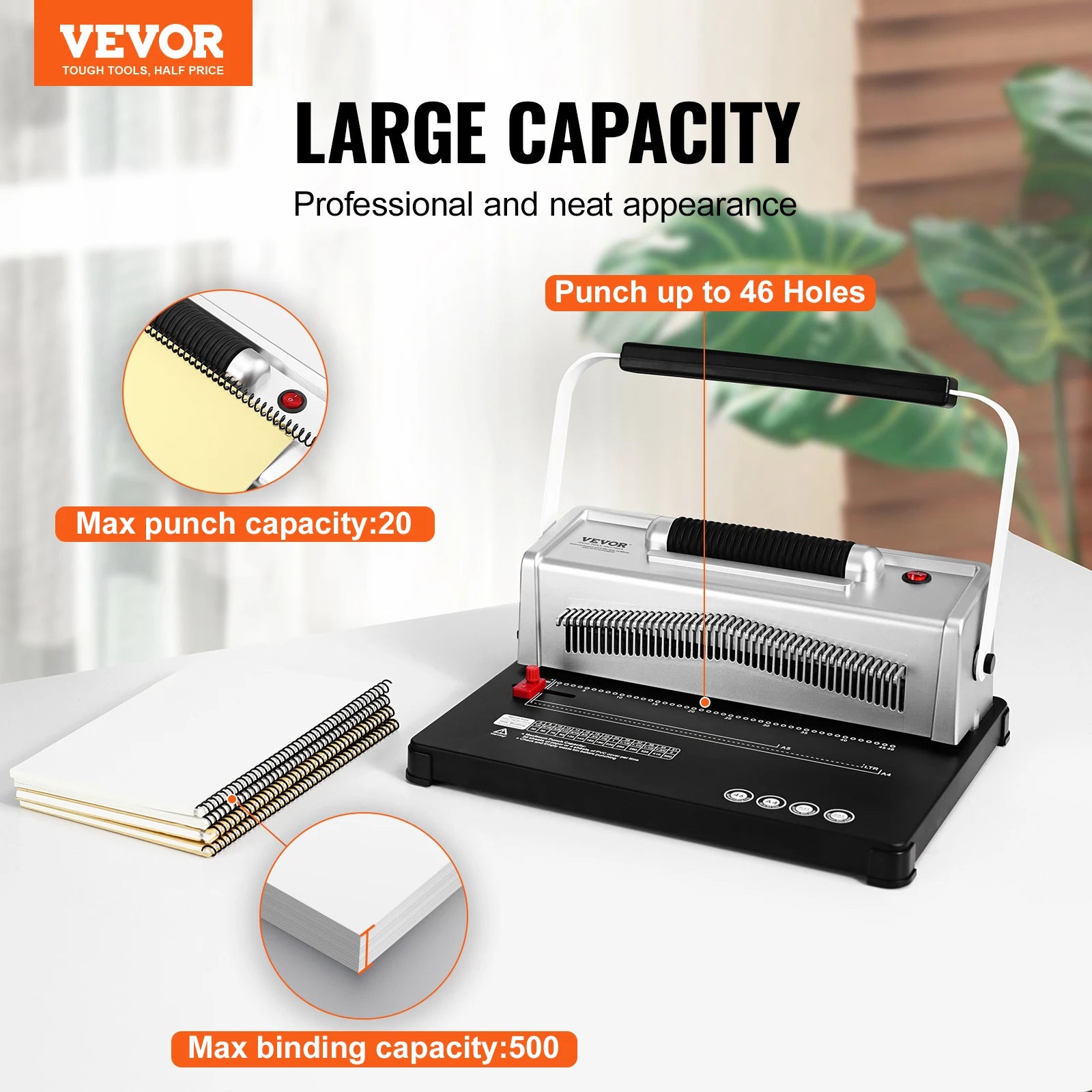 📚 SucceBuy Coil Binding Machine – 34-Hole Manual Spiral Punch Binder for 120 Sheets with Adjustable Spine