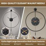 Large Modern Wall Clock – Silent Metal Minimalist Wall Clock with Walnut Dial for Living Room Décor
