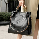 Women’s PU Leather Bucket Bag – Embossed Large-Capacity Shoulder Tote with Top Handle for Work, Shopping & Travel