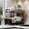 2-Tier Large Dish Drying Rack with Drainboard & Utensil Holders – Kitchen Counter Dish Drainer