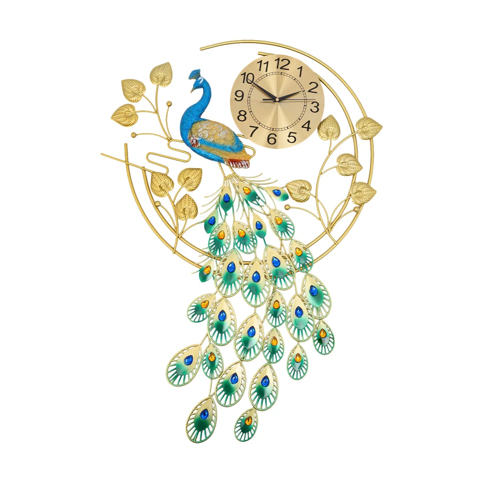 36.6" x 25.6" Modern Luxury Crystal Wall Clock – Large Metal Art Wall Watch with Silent Quartz Movement