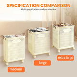 Large Foldable Plastic Laundry Basket with Wheels – Portable Clothes Hamper for Home, Balcony & Bathroom