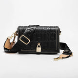 Metal-Buckle Solid Colour Shoulder Bag – Printed Head-Bag Design for Women