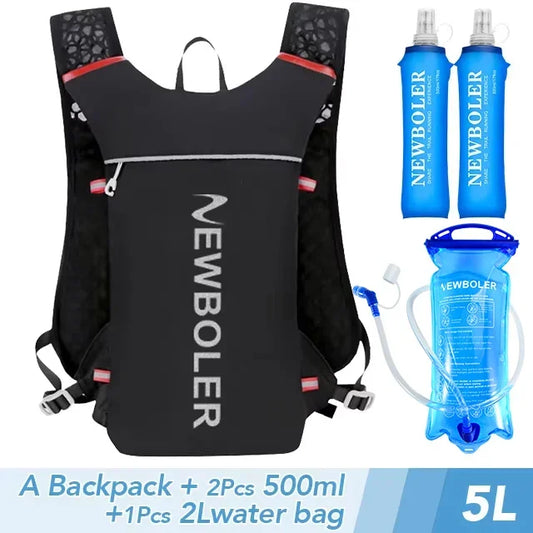 5L ultra-light running hydration backpack – trail running vest pack with 500ml flasks & 2L water bladder for marathon & biking