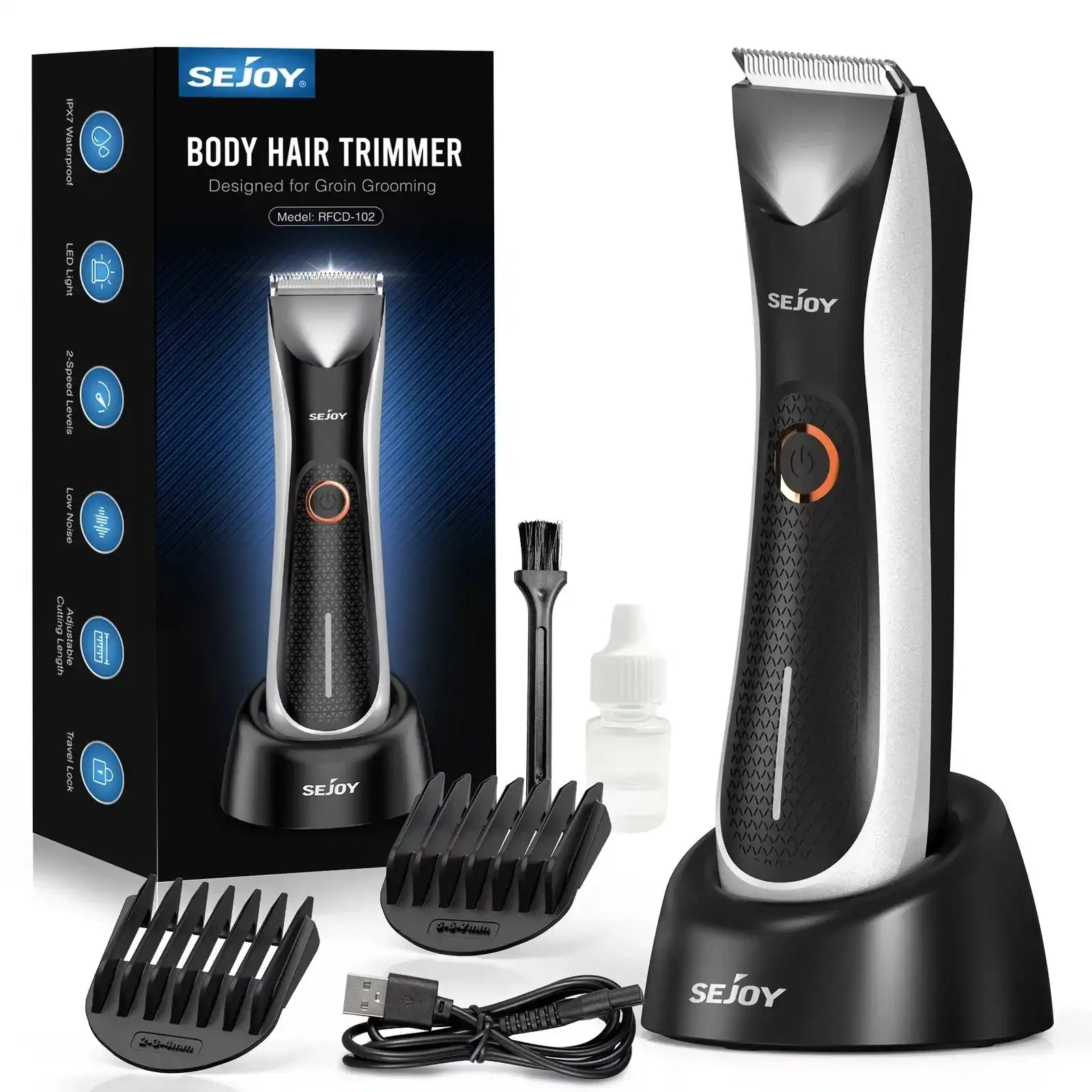 Sejoy Cordless Hair & Body Grooming Kit for Men – Rechargeable Hair Clipper, Beard Trimmer, Nose/Ear Trimmer & LED Display