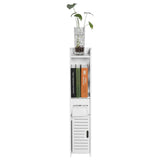 White Wood Bathroom Cabinet 80×15.5×15 cm – Slim Wall or Floor Cupboard with Shelf & Tissue Storage