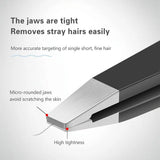 High-Precision 4-Piece Stainless Steel Tweezer Set – Black Finish, Facial Hair Tools for Men & Women