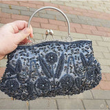 Women’s Retro Beaded Embroidered Evening Bag – Bridal Clutch with Chain Strap for Weddings, Parties & Banquets