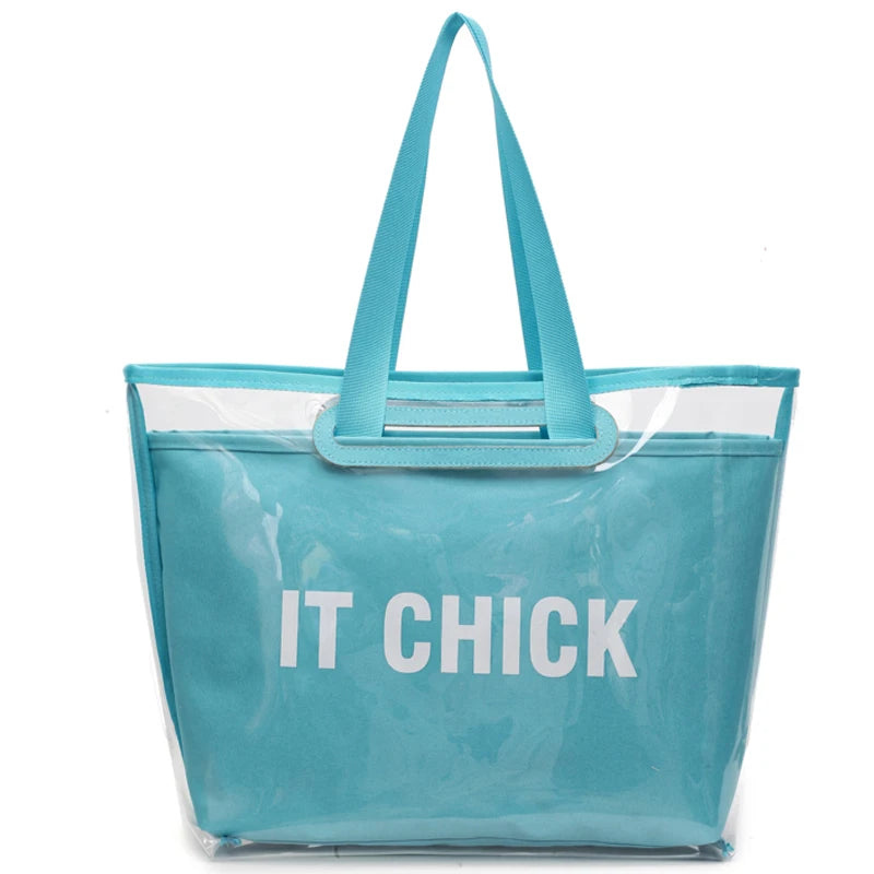 Women’s PVC clear jelly tote bag – large-capacity waterproof handbag, multifunctional transparent purse for beach, summer & daily use