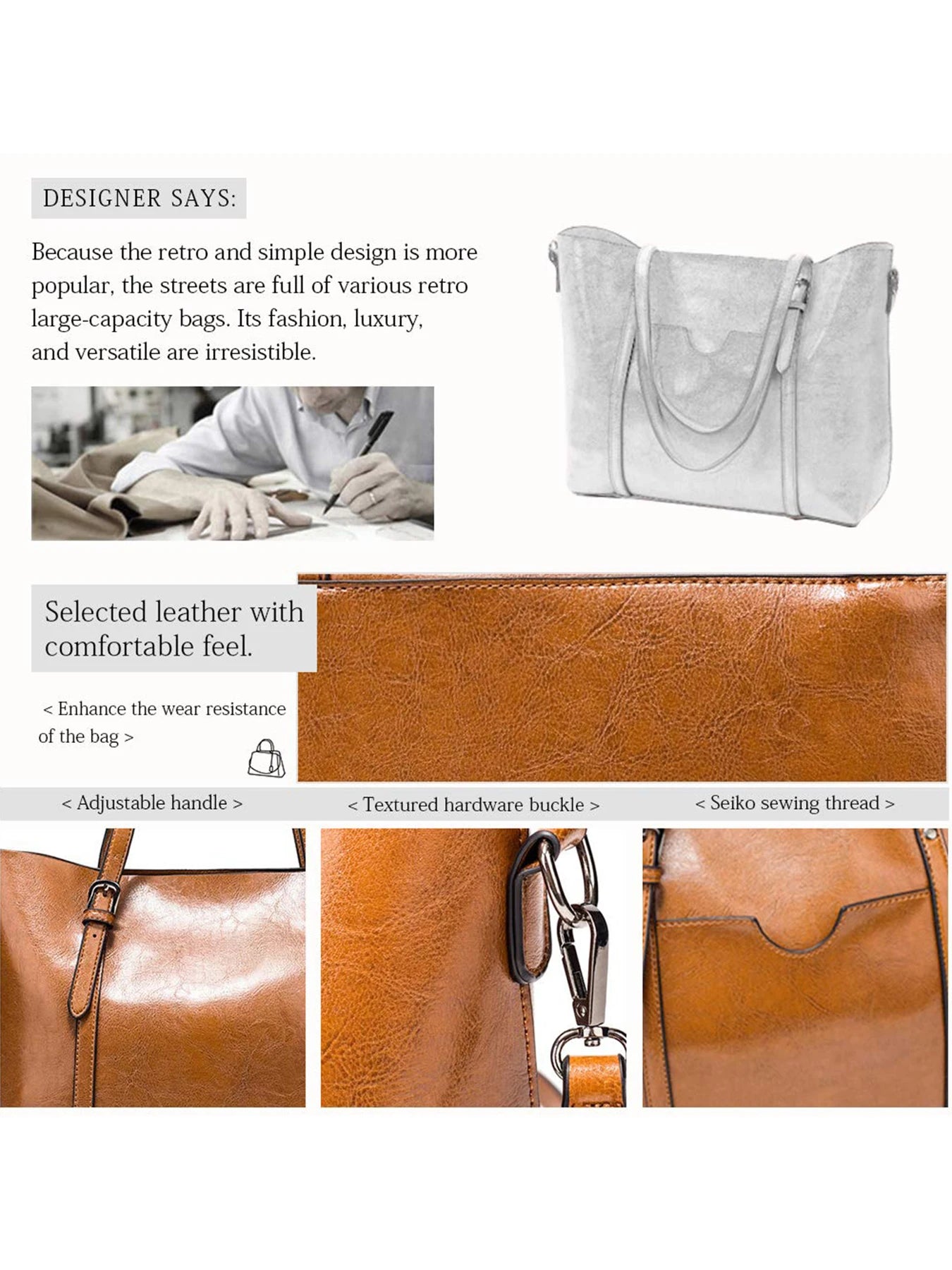 Pahajim women’s leather handbag – elegant top-handle satchel purse, classic tote bag for women’s fashion & daily use