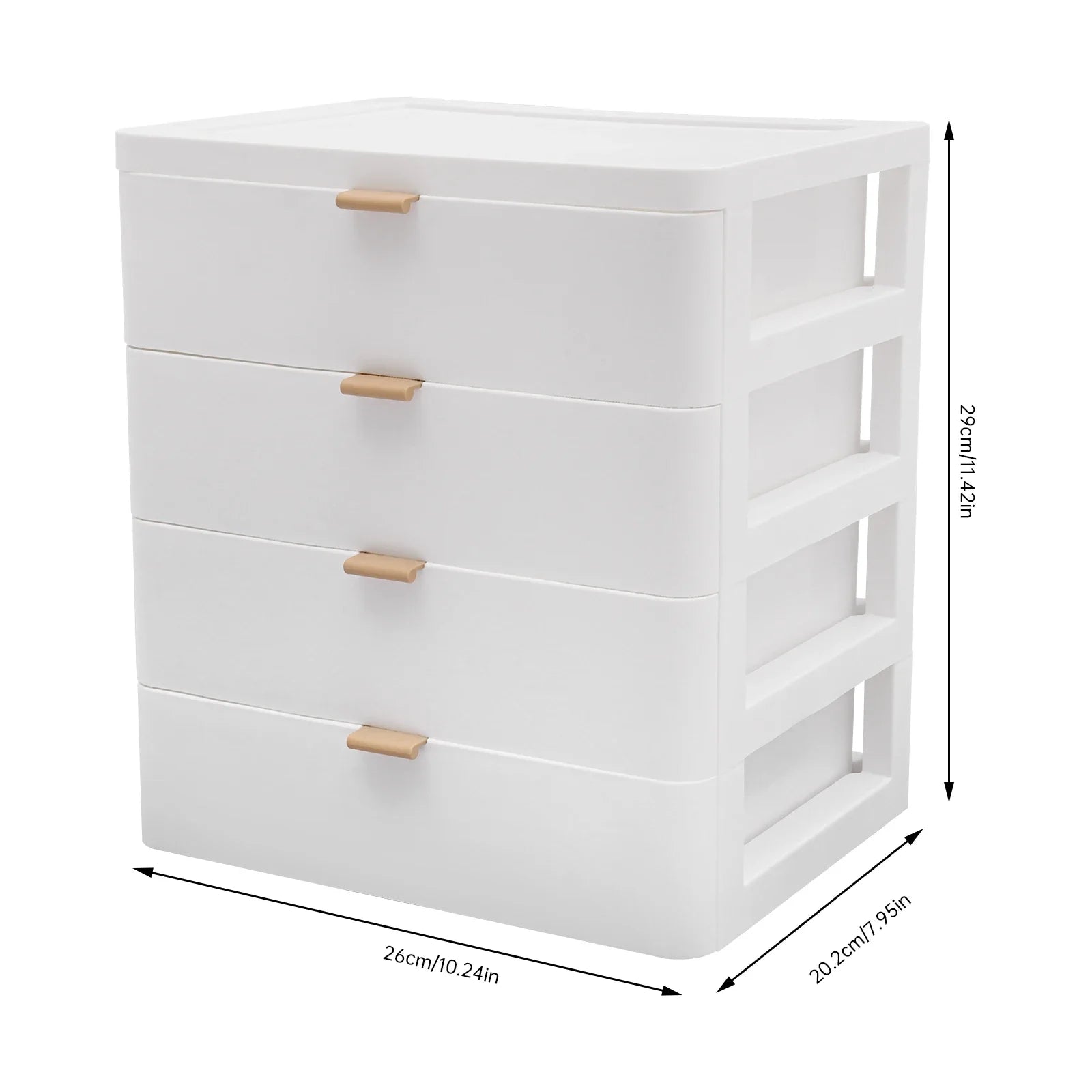 White 4-Tier Desktop Storage Drawer Organizer – 26 × 20 × 29 cm Desk Drawer Box for Office & Home