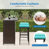 “3-Piece Outdoor Bar Set – Wicker Counter-Height Table with 2 Stools & Solid Frame for Patio, Terrace & Balcony”