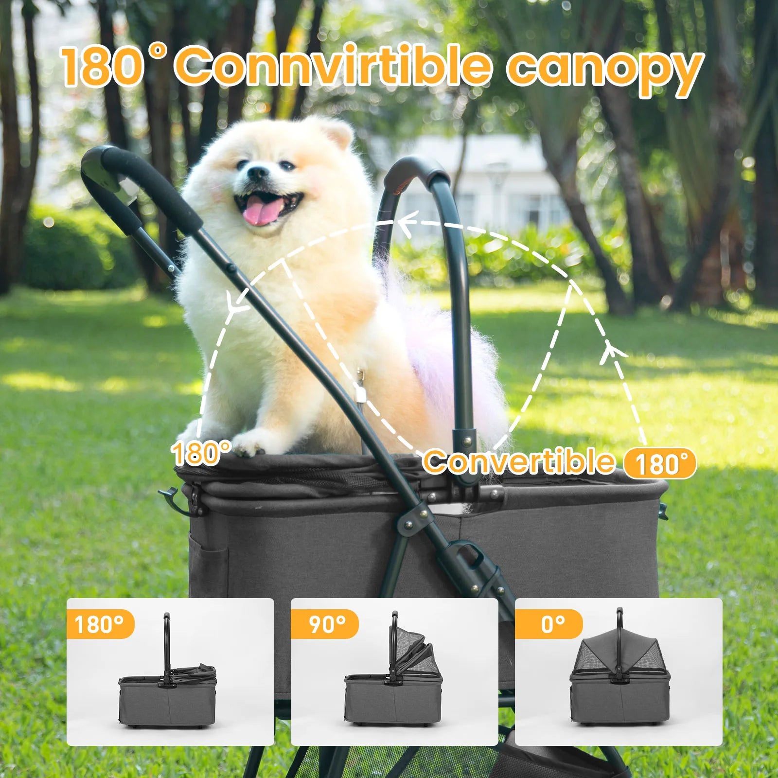 Wedyvko Luxury Detachable Pet Stroller & Rolling Carrier – Four-Wheeled Universal Dog Cart with Cup Holder and Travel Bag