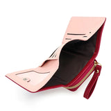 Women’s Heart Embroidered Short Wallet – Triple Fold PU Leather Purse with Multi-Card Slots & Large Capacity