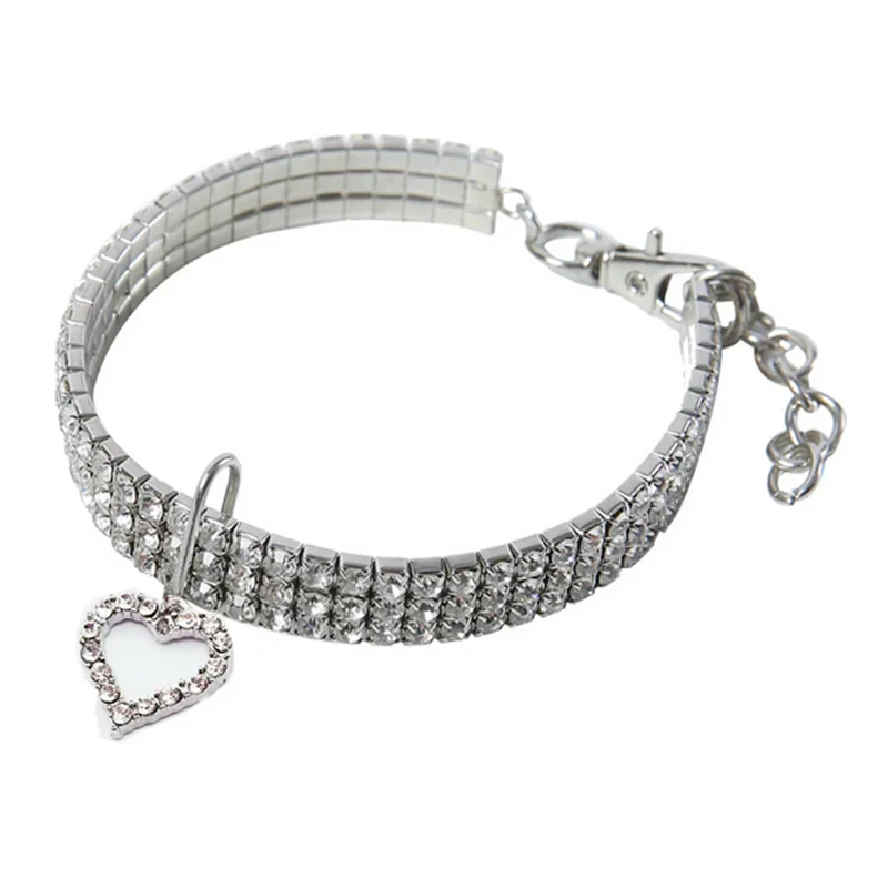 Bling Rhinestone Dog Collar with Leash – Crystal Sparkling Accessory for Small & Medium Dogs (S/M/L, Pink)