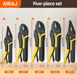 AIRAJ Locking Pliers Set – 5 Piece Quick-Release Curved-Jaw Vise-Grips for Strong Clamping & Metal Bending